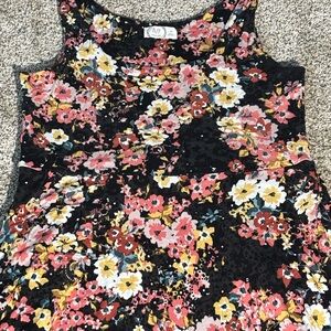 Floral Midi Dress with Black Base